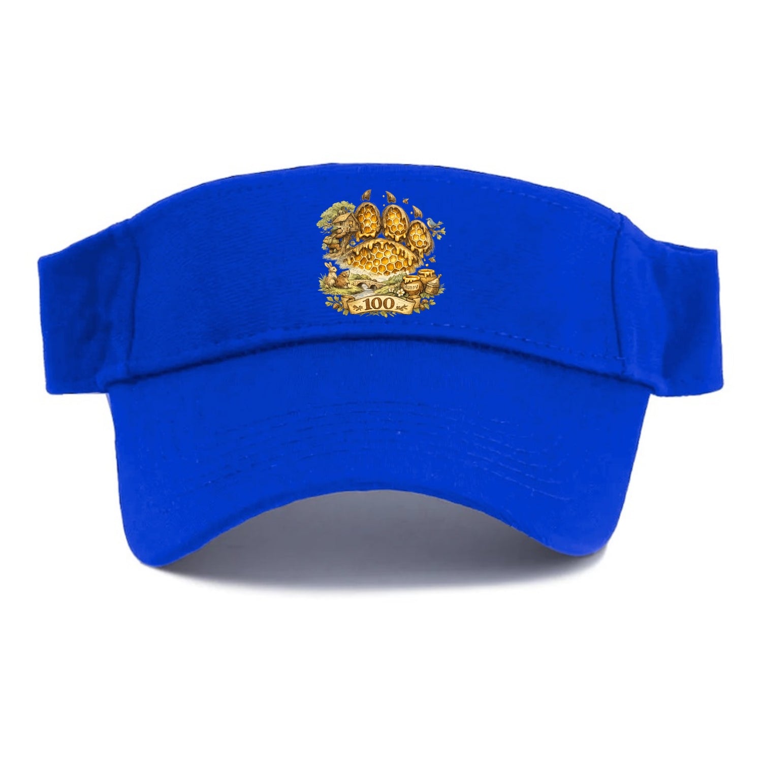 HONEY PAW | Bear paw print filled with honeycomb | Sticky evidence | Forest treasure hunter - Visor - Blue