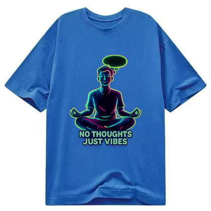 Peaceful floating figure with empty thought bubble - "no thoughts just vibes" zen - Classic T-shirt - Blue