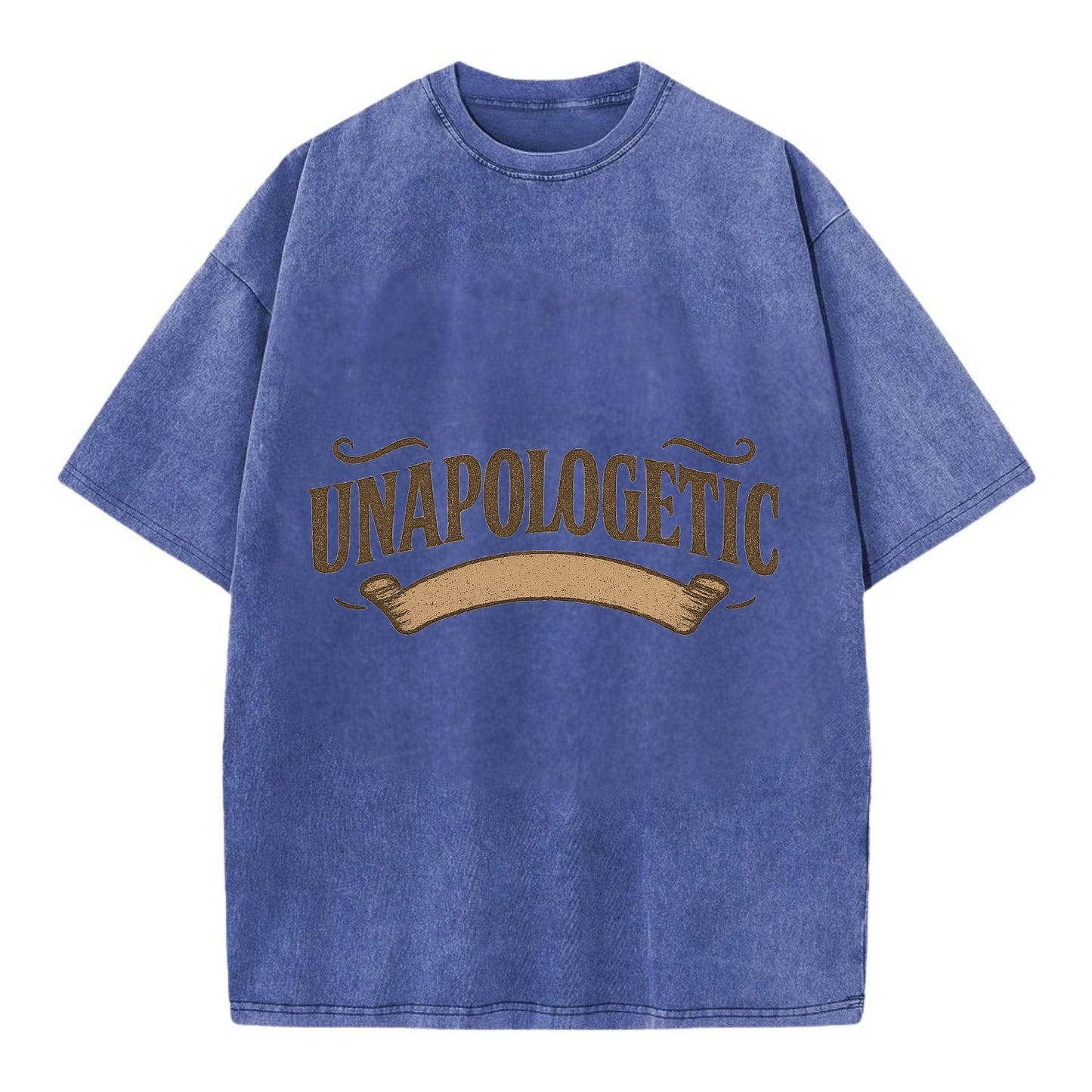 Bold typography design - "UNAPOLOGETIC" - no regrets, owning it - Vintage T-shirt - Blue