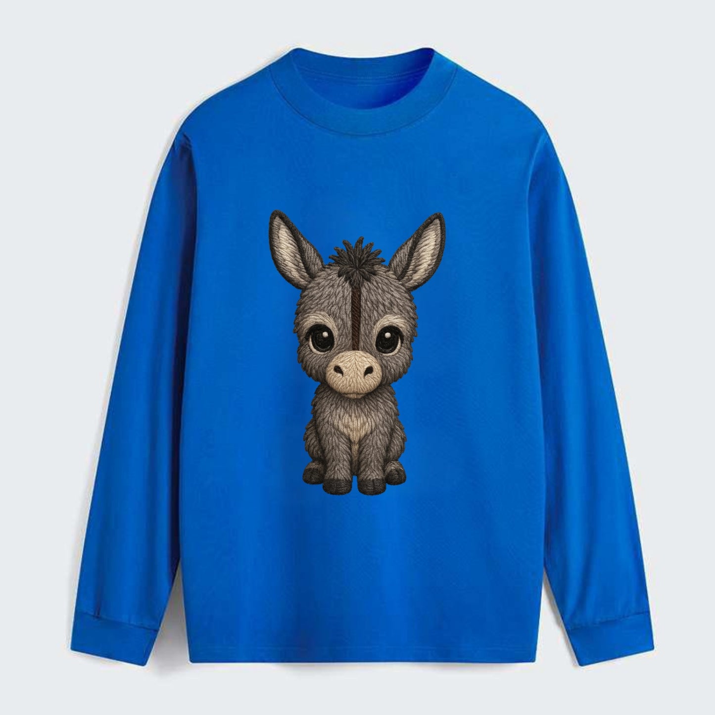 Baby Donkey Foal - gray fluffy, long ears, dark stripe, gentle eyes, - Classic Long Sleeve Shirt - Blue