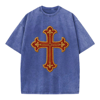 Armenian Cross - Vintage T-shirt - Blue