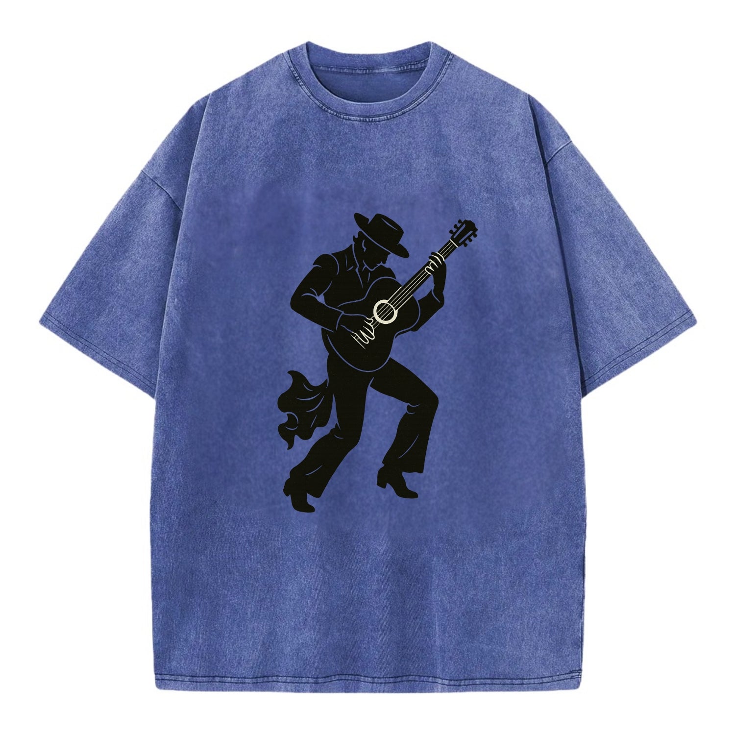 Flamenco guitarist dramatic pose - Vintage T-shirt - Blue