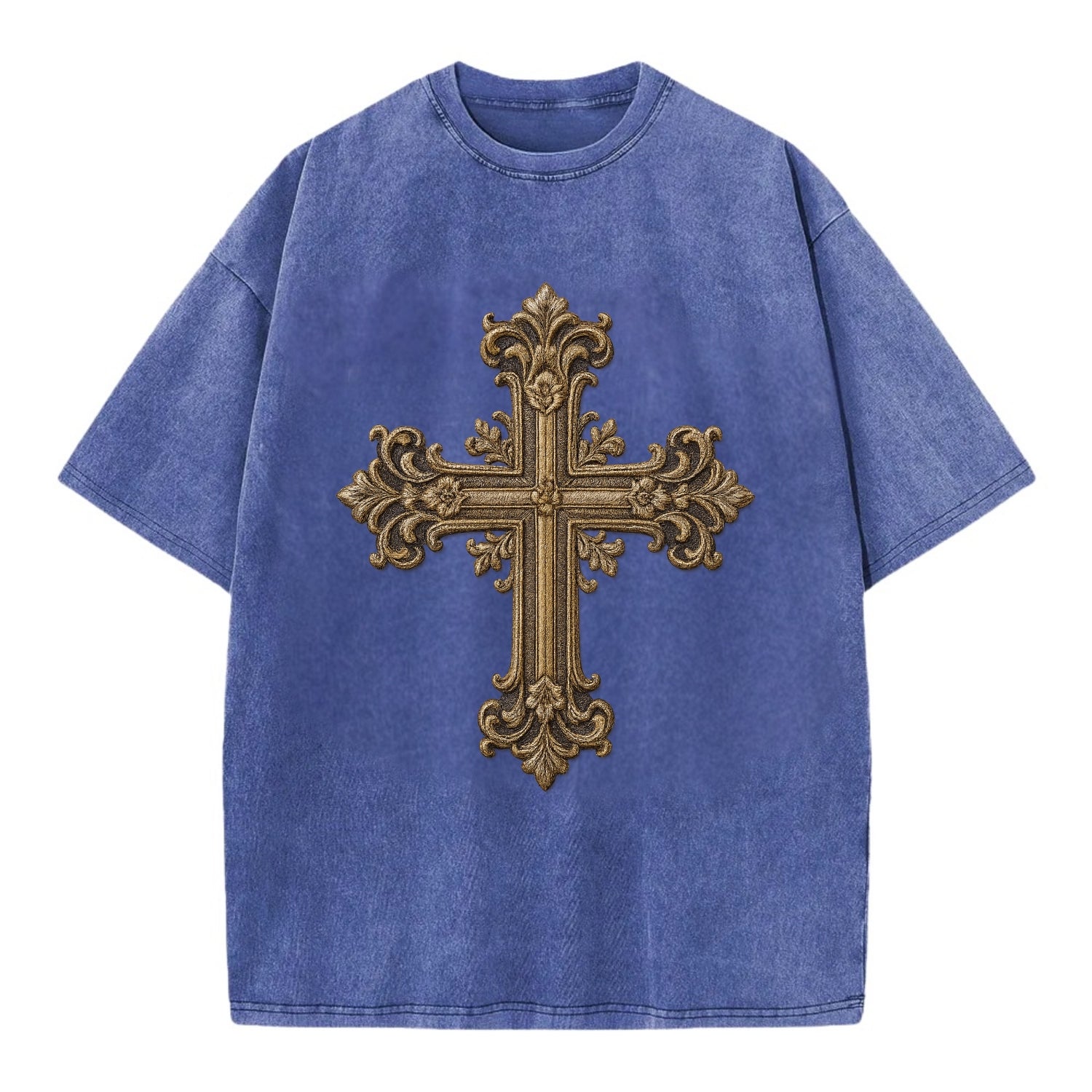 Victorian Cross  - Vintage T-shirt - Blue