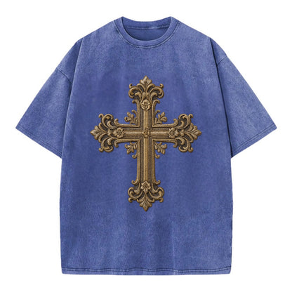 Victorian Cross  - Vintage T-shirt - Blue