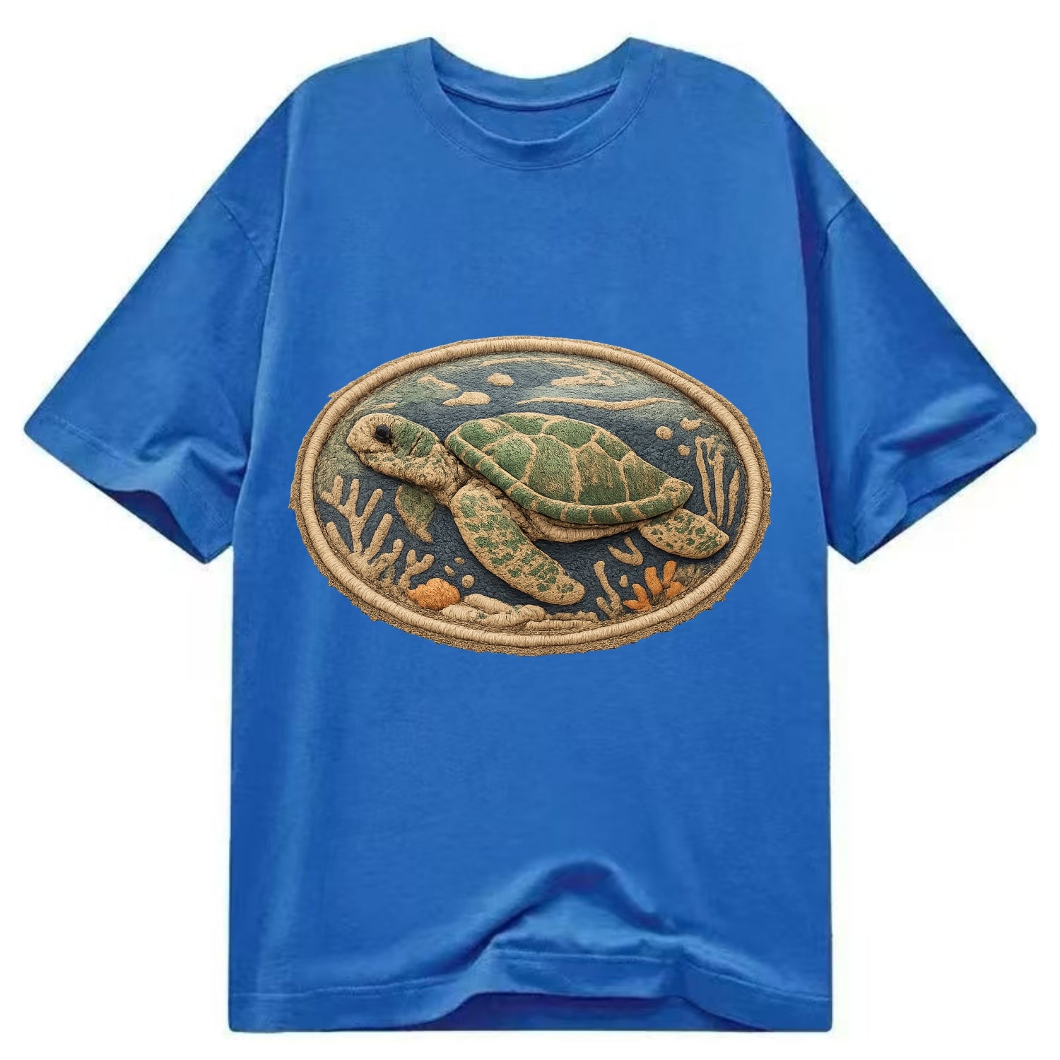 SEA TURTLE - swimming turtle in green and blue , ocean life - Classic T-shirt - Blue