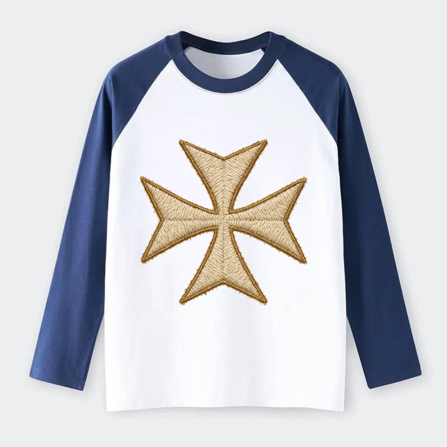 Hospitaller Cross  - Raglan Long Sleeve T-Shirt - Blue