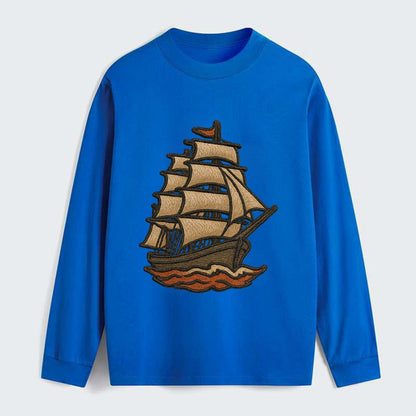 Sailing Ship  - Classic Long Sleeve Shirt - Blue