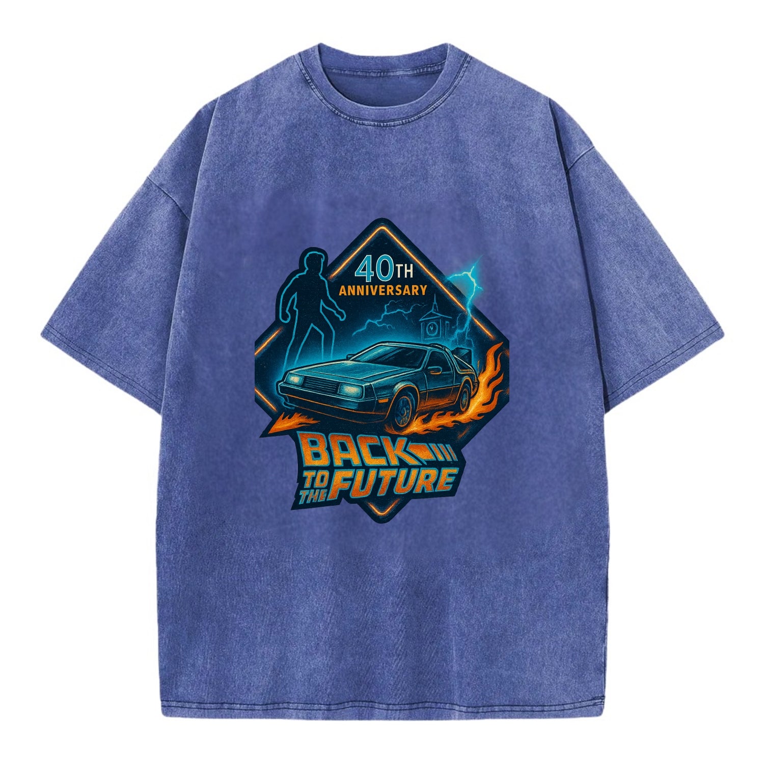 Back To The Future 40th Anniversary 2 - Vintage T-shirt - Blue