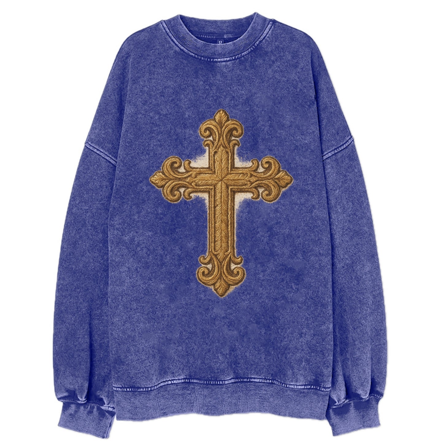 Baroque Cross  - Vintage Sweatshirt - Blue