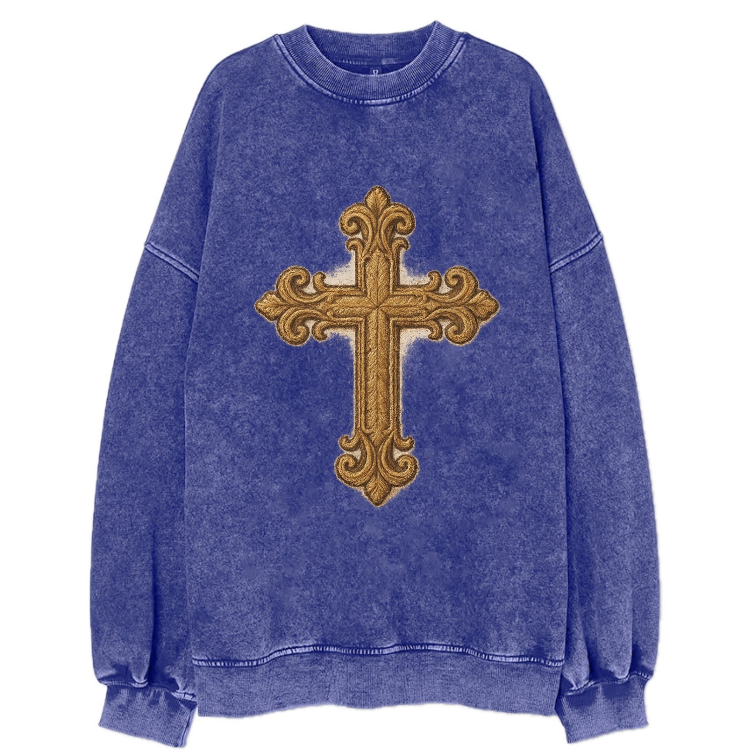 Baroque Cross  - Vintage Sweatshirt - Blue