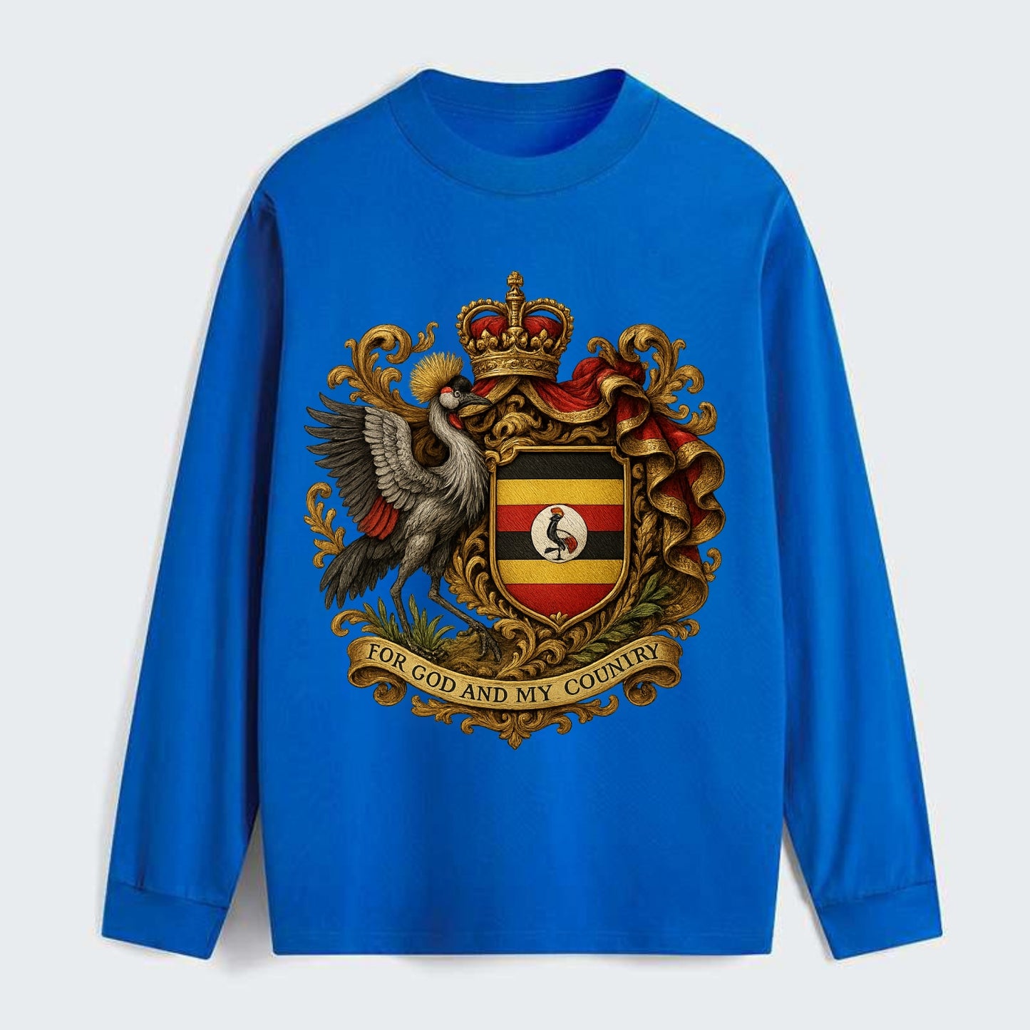 Uganda Crested Crane Emblem - Classic Long Sleeve Shirt - Blue