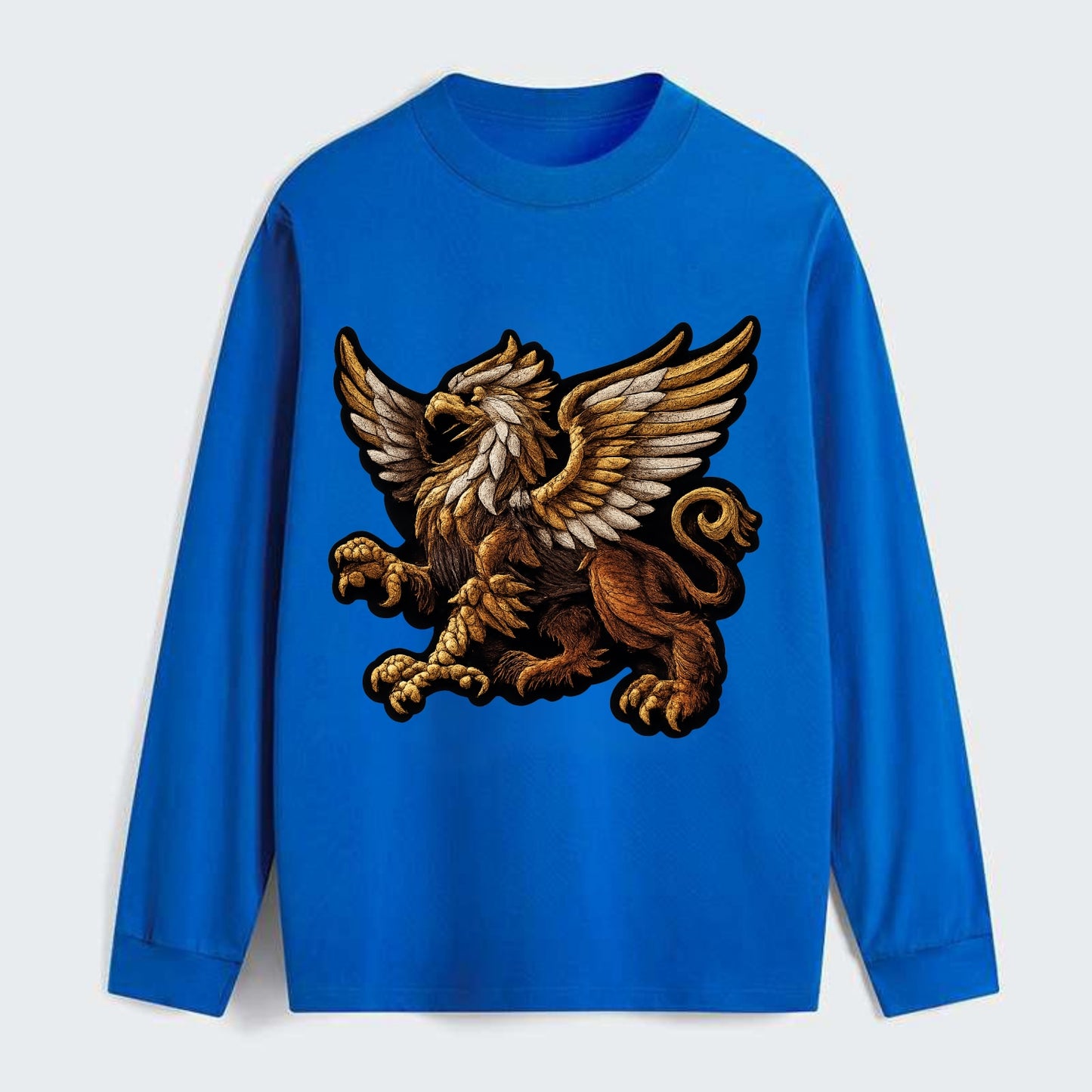 GRIFFIN BEAST - lion eagle hybrid in gold and brown , heraldic - Classic Long Sleeve Shirt - Blue
