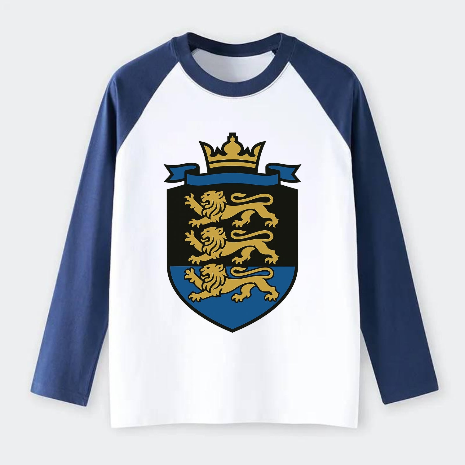 Estonia Royal Logo  - Raglan Long Sleeve T-Shirt - Blue