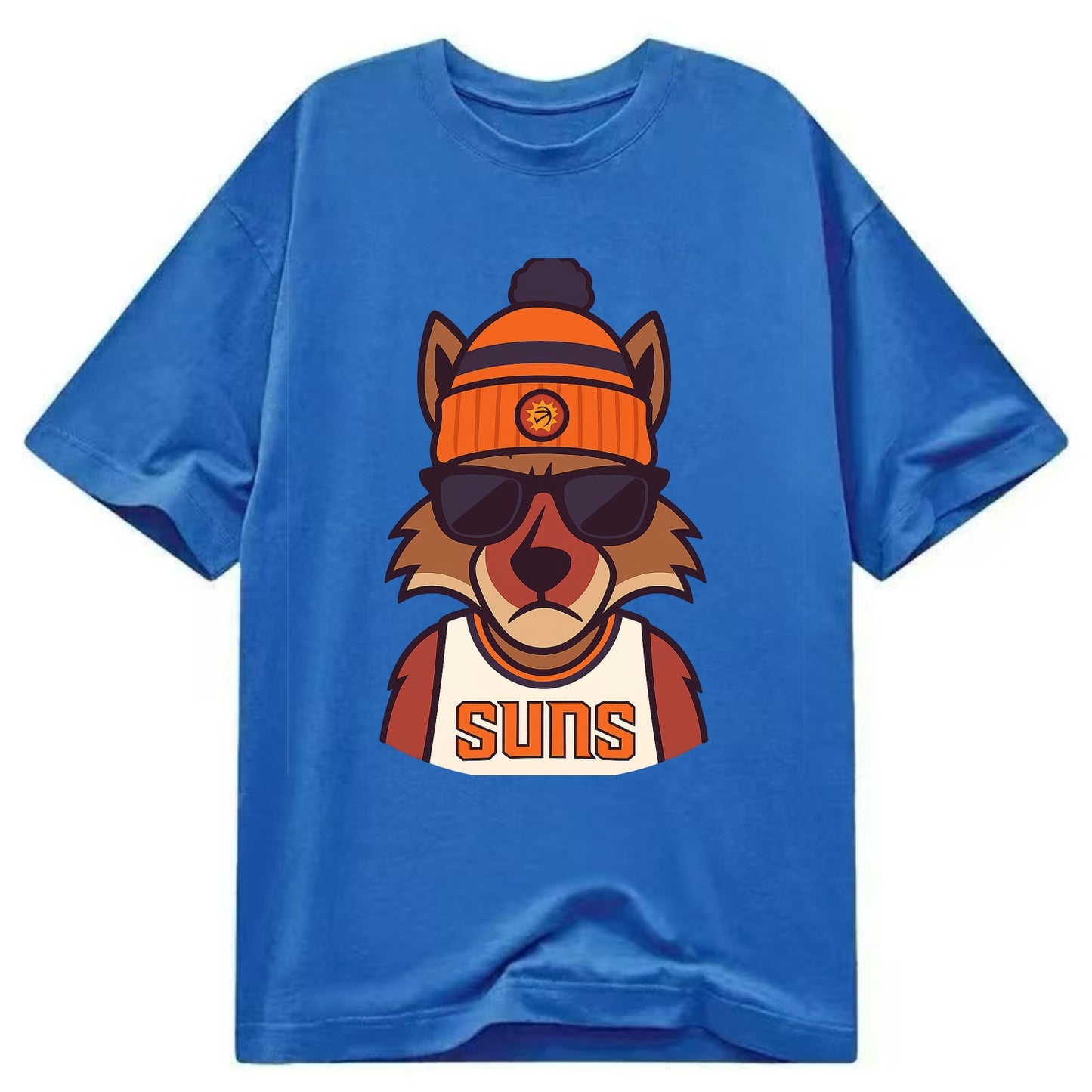 Arizona Coyote wearing Suns beanie with desert sun patch and wayfarer sunglasses - Classic T-shirt - Blue