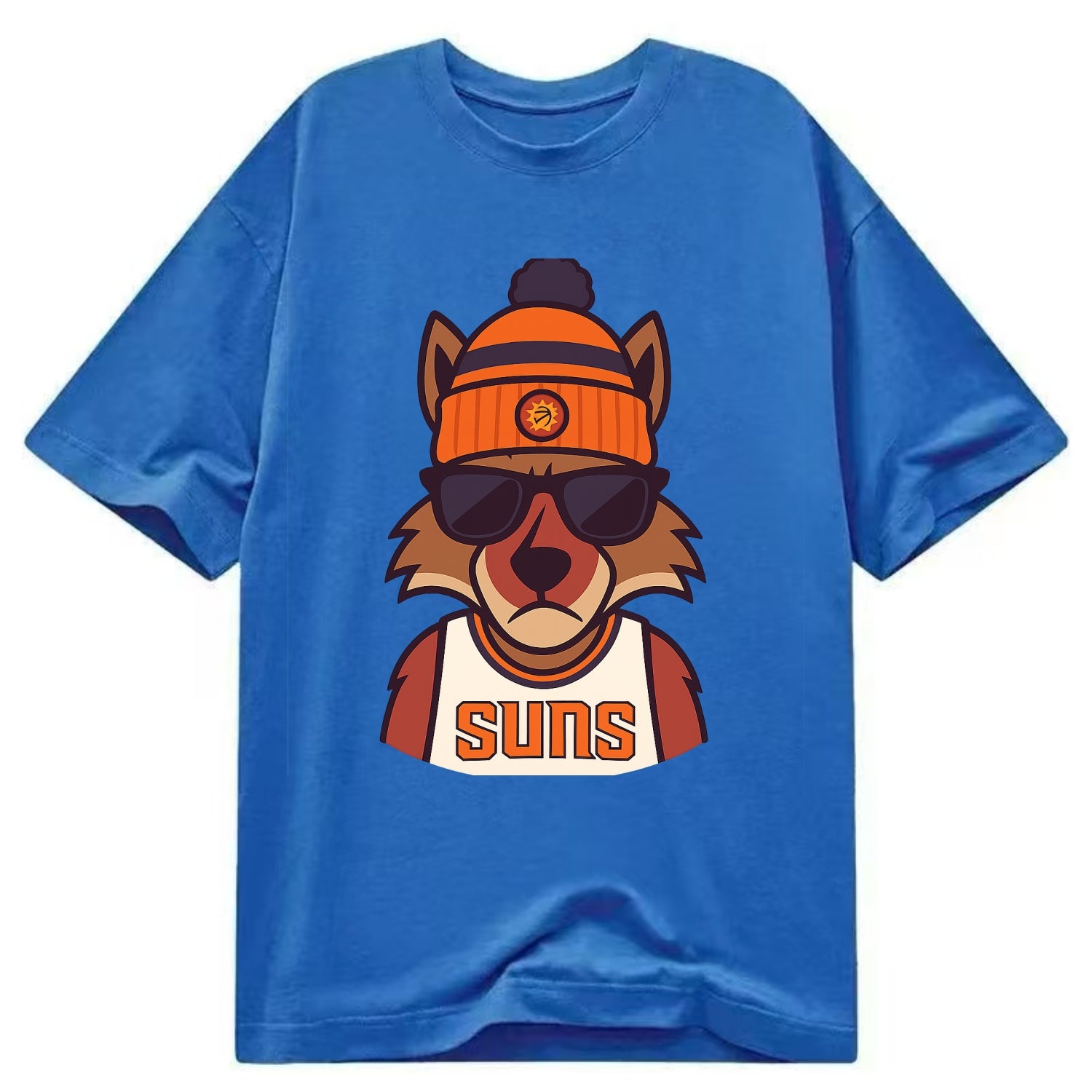 Arizona Coyote wearing Suns beanie with desert sun patch and wayfarer sunglasses - Classic T-shirt - Blue