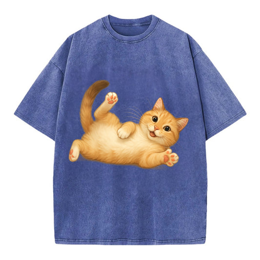 Therapy Cat  - Vintage T-shirt - Blue