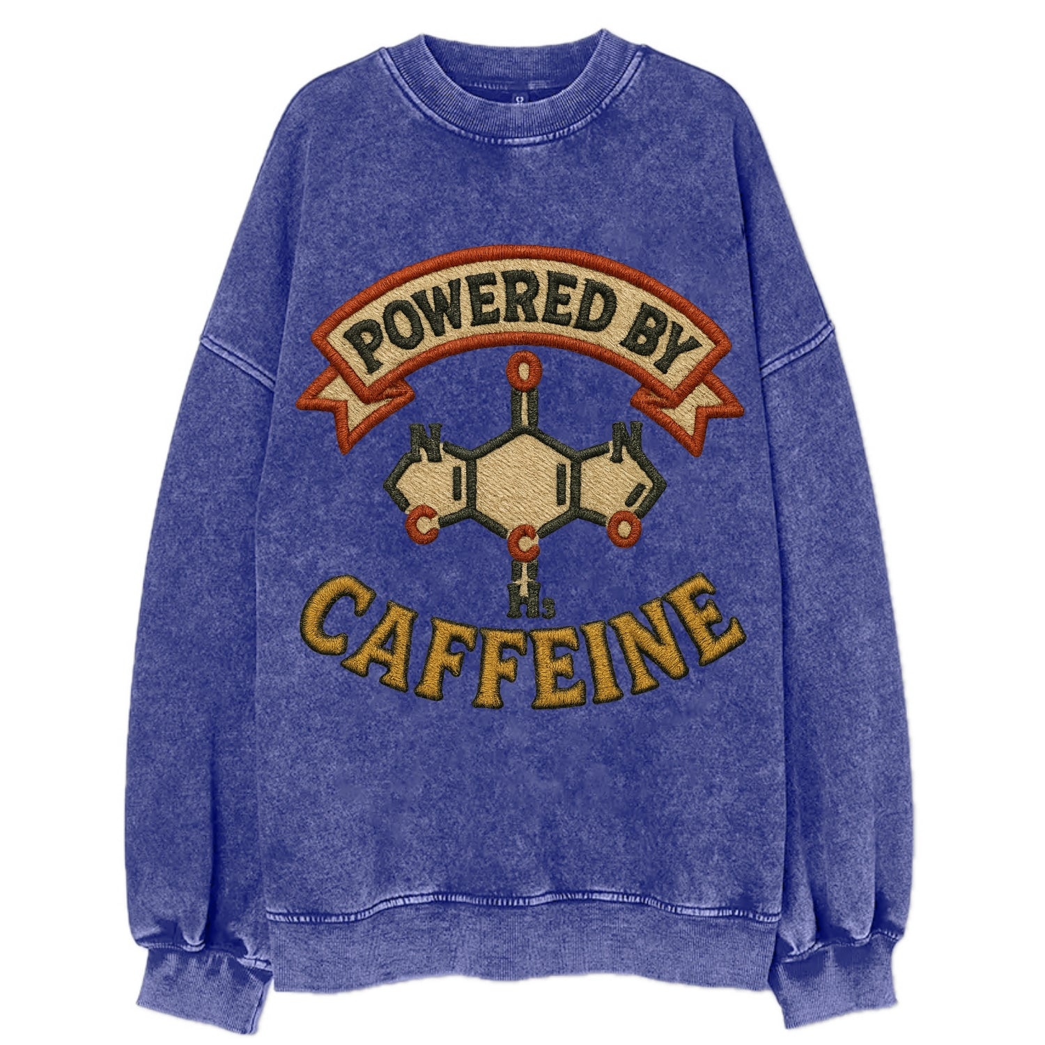 Powered By Caffeine  - Vintage Sweatshirt - Blue