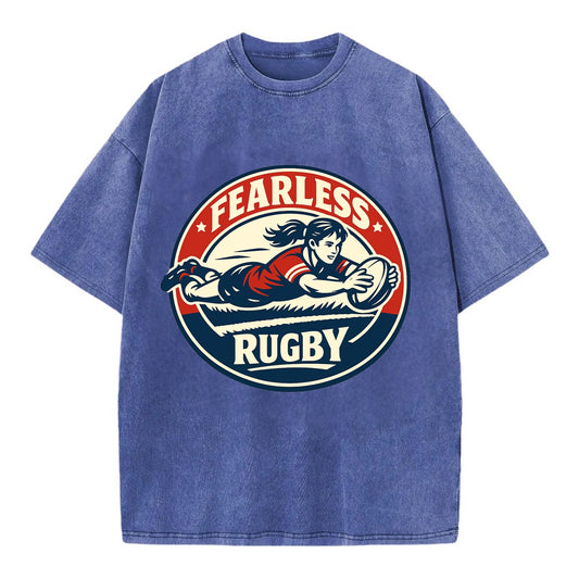 Fearless Try Scorer Emblem - Vintage T-shirt - Blue