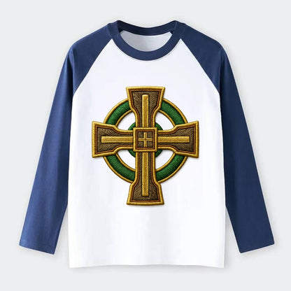 Durrow Cross - Raglan Long Sleeve T-Shirt - Blue