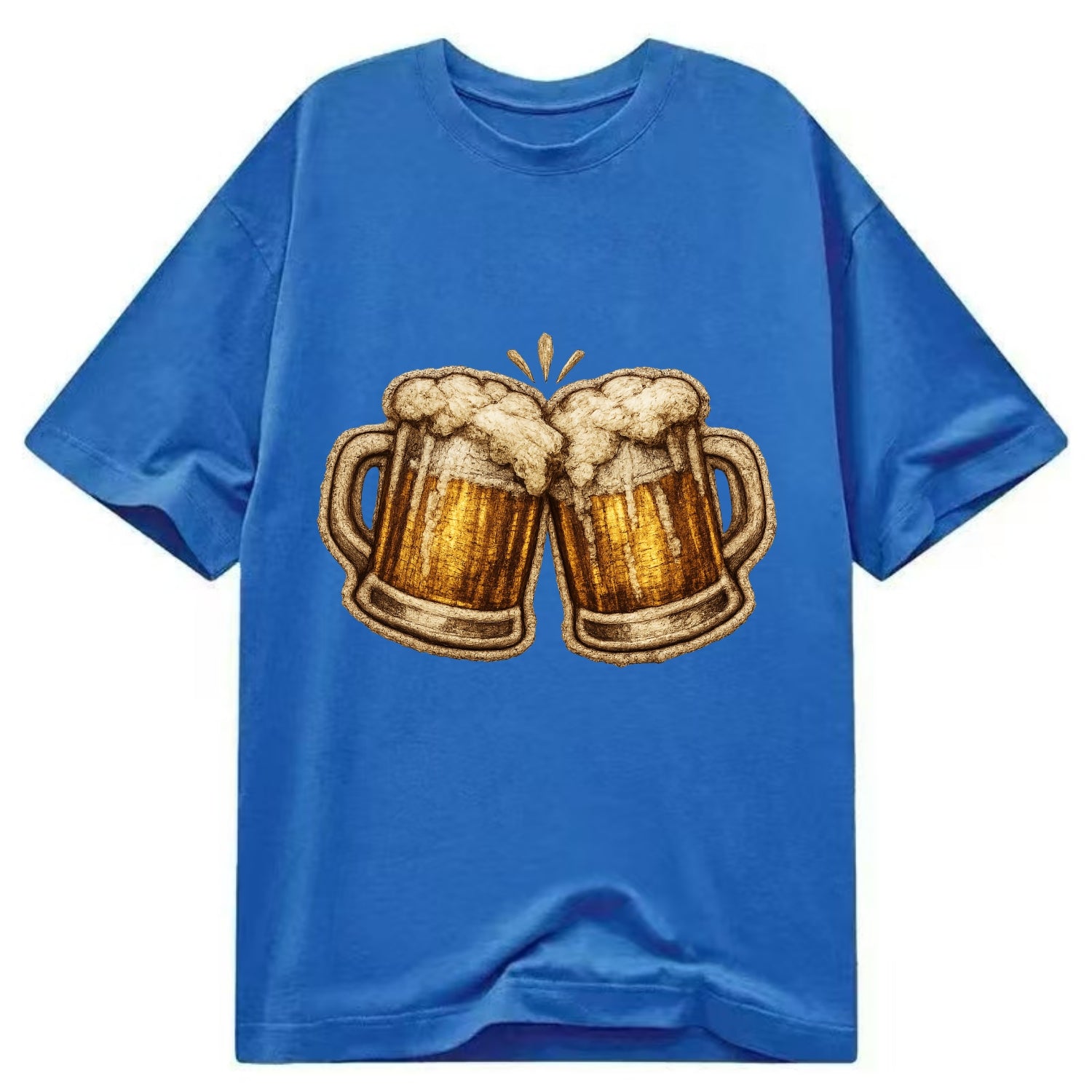 BEER MUG CHEERS - frosty beer stein in gold and amber , brewery - Classic T-shirt - Blue