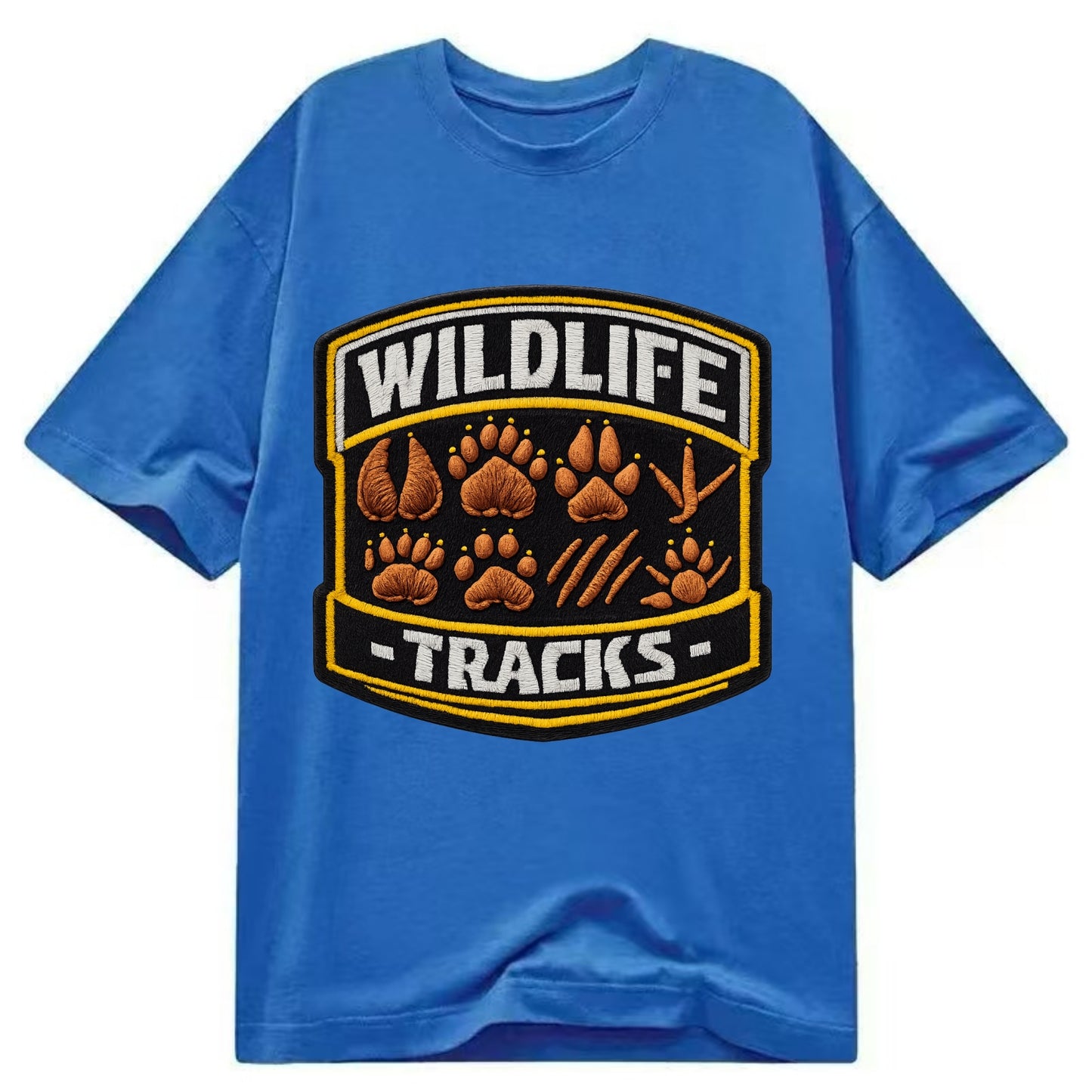 WILDLIFE TRACKS - animal footprints in brown , tracker - Classic T-shirt - Blue
