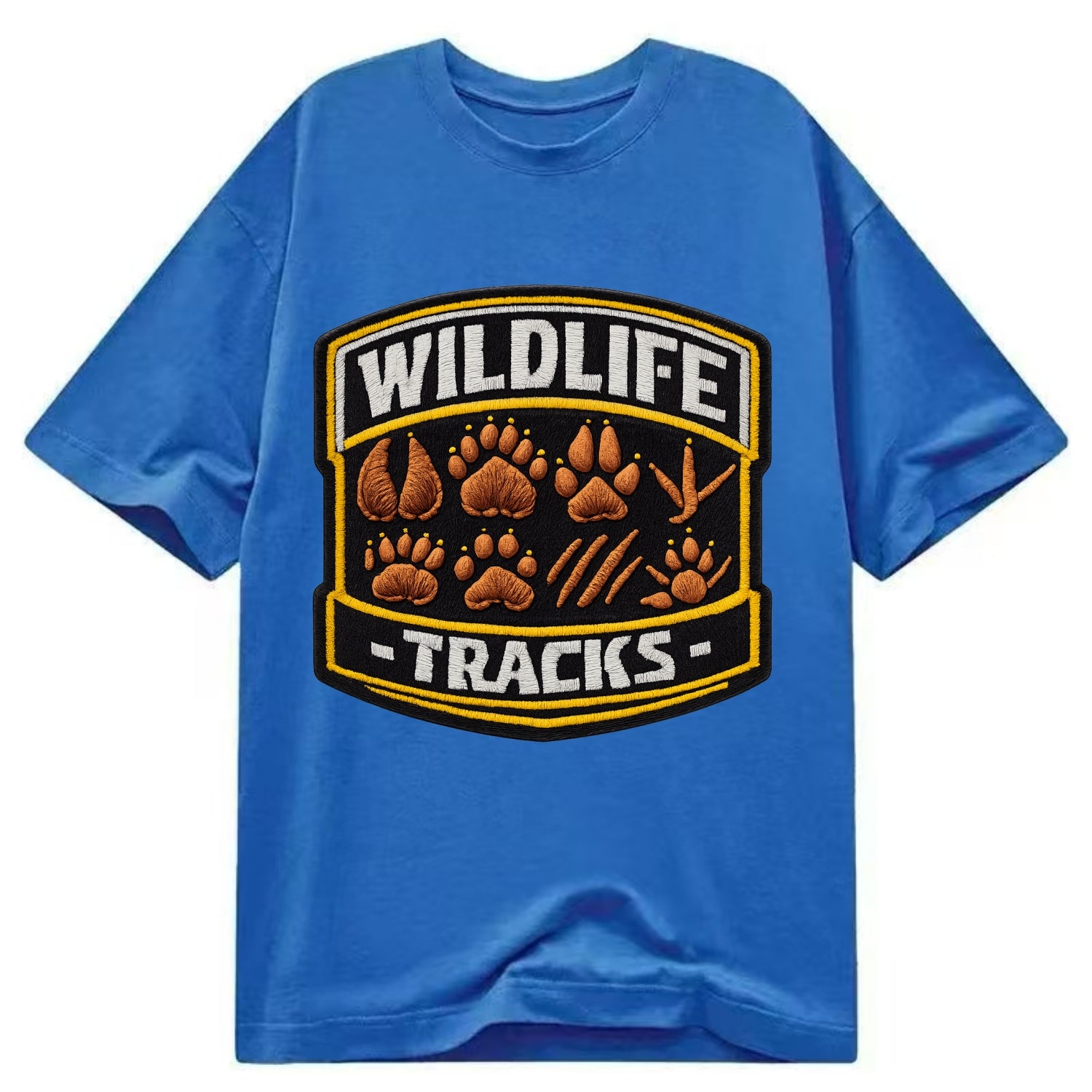WILDLIFE TRACKS - animal footprints in brown , tracker - Classic T-shirt - Blue