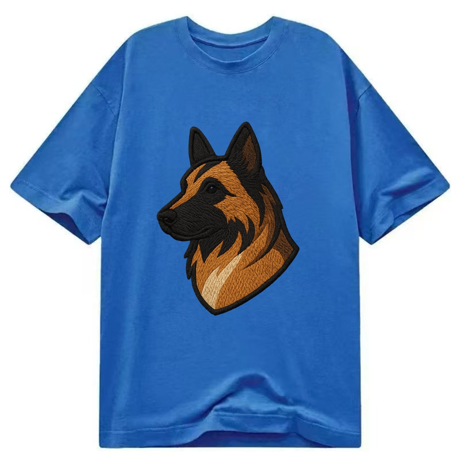 Belgian Tervuren - Fawn with black overlay embroidered design - Classic T-shirt - Blue