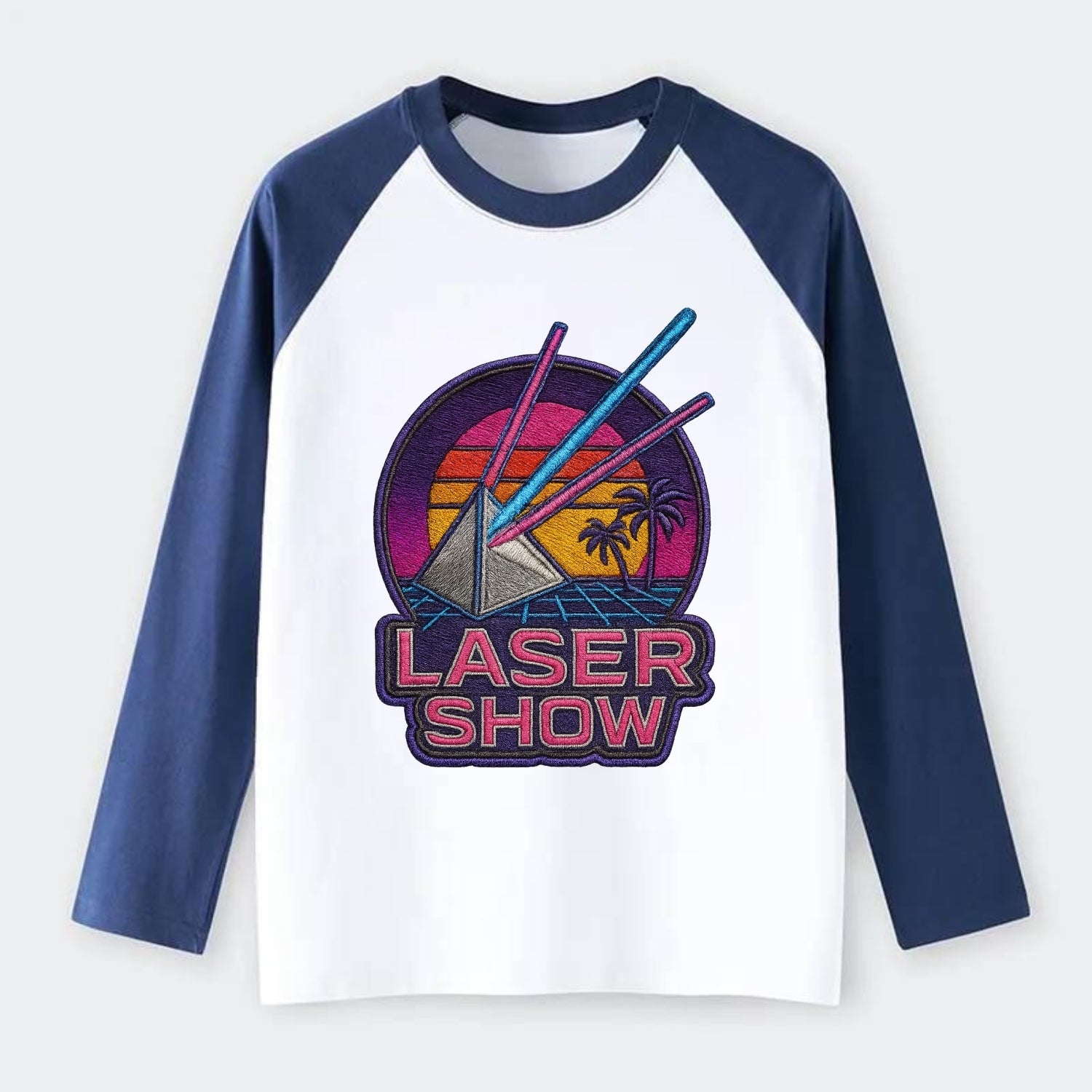 Laser Show - Raglan Long Sleeve T-Shirt - Blue