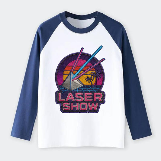 Laser Show - Raglan Long Sleeve T-Shirt - Blue