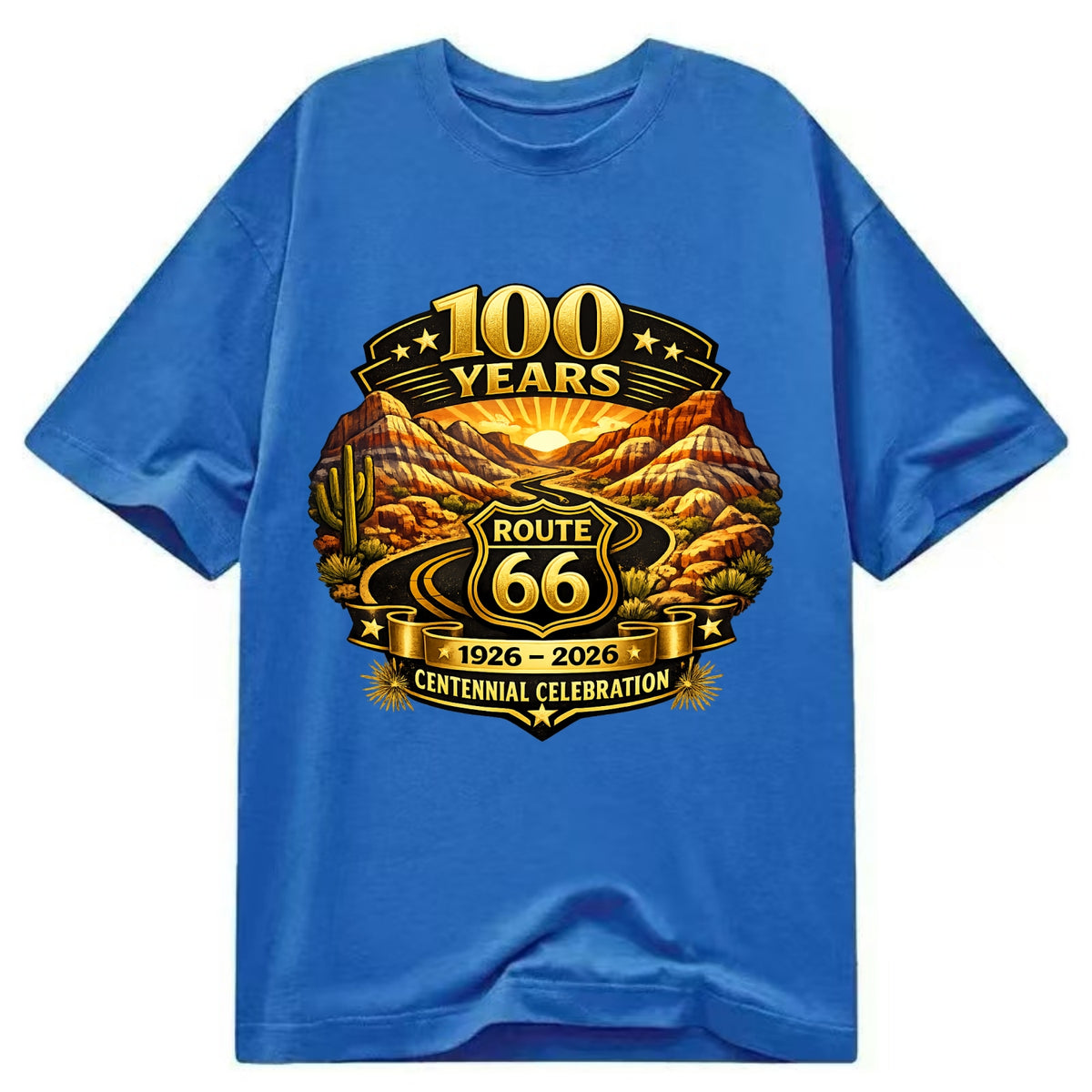PAINTED DESERT | Colorful desert landscape | Route 66 winding through | Natural - Classic T-shirt - Blue