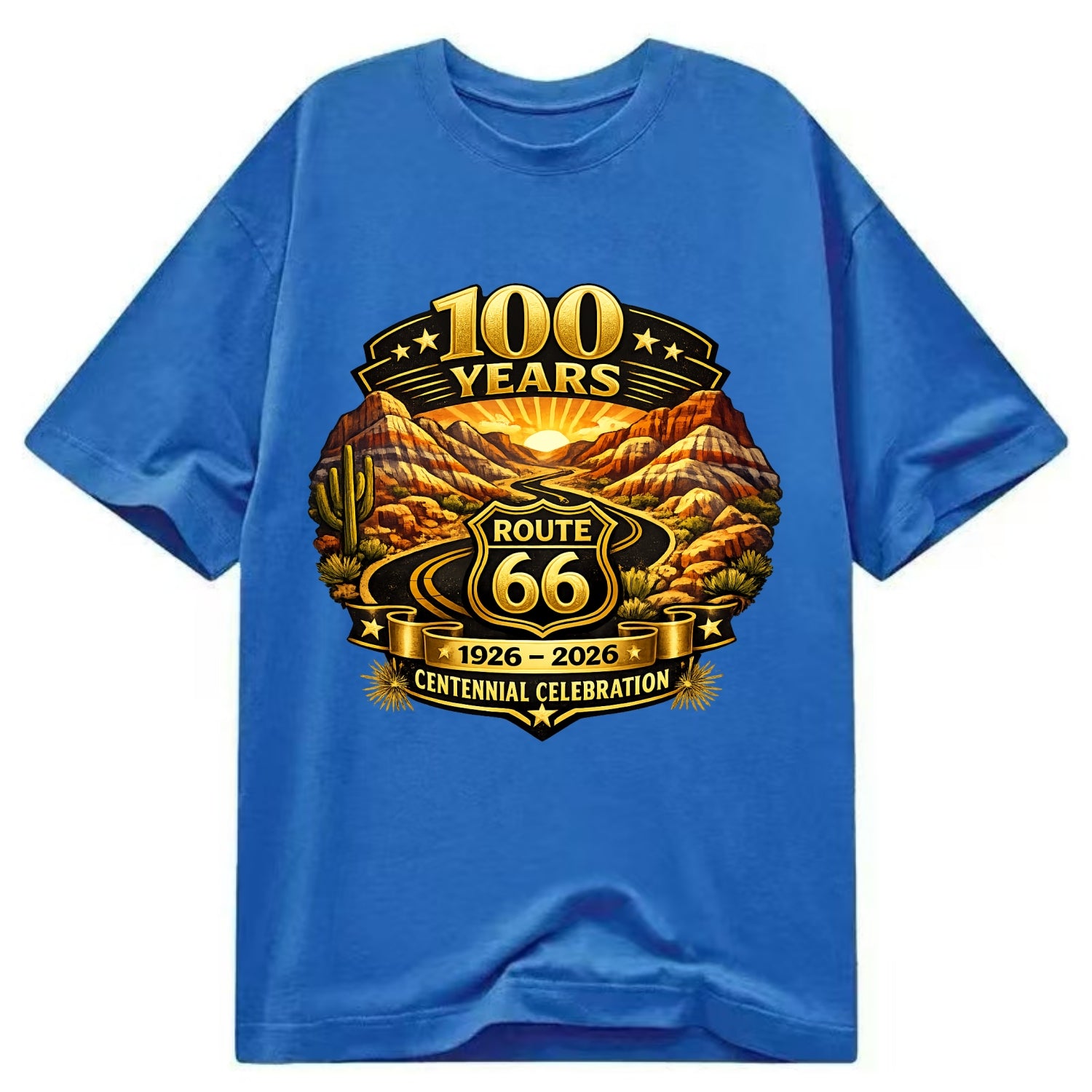 PAINTED DESERT | Colorful desert landscape | Route 66 winding through | Natural - Classic T-shirt - Blue