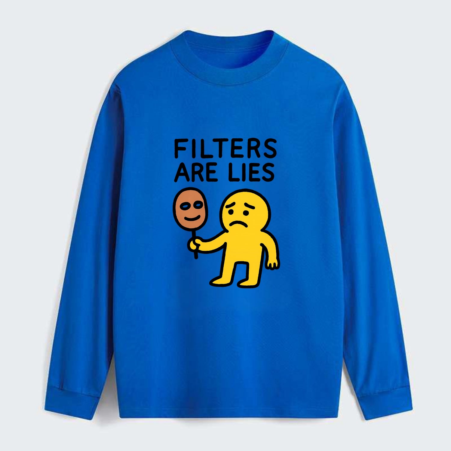 FILTERS ARE LIES | Mask arguing with face - Classic Long Sleeve Shirt - Blue
