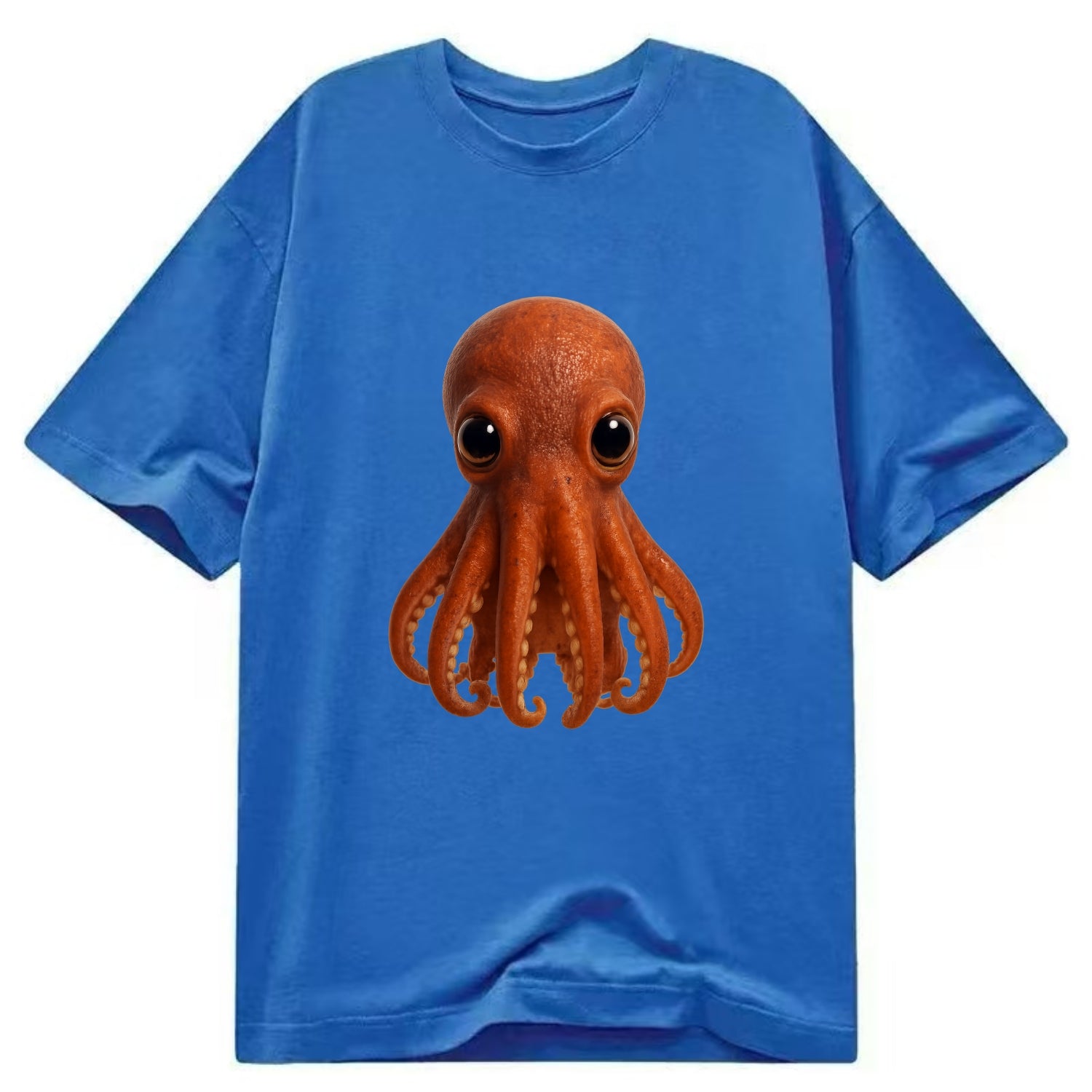 Baby Giant Pacific Octopus - reddish, smaller tentacles, expressive eyes, - Classic T-shirt - Blue