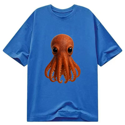 Baby Giant Pacific Octopus - reddish, smaller tentacles, expressive eyes, - Classic T-shirt - Blue