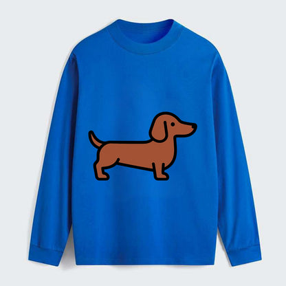 Dachshund - Red/brown smooth flat side profile - Classic Long Sleeve Shirt - Blue
