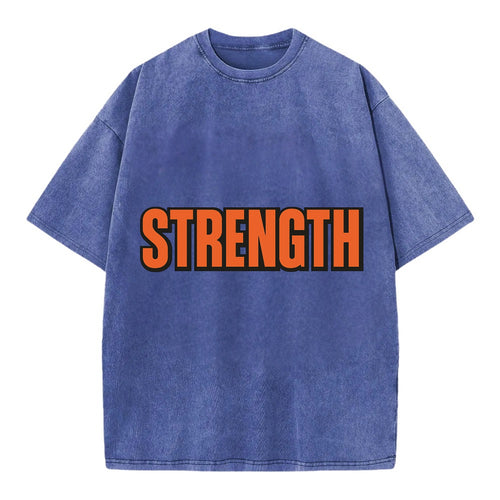 Bold typography design - STRENGTH - inner power, resilience, fortitude - Vintage T-shirt