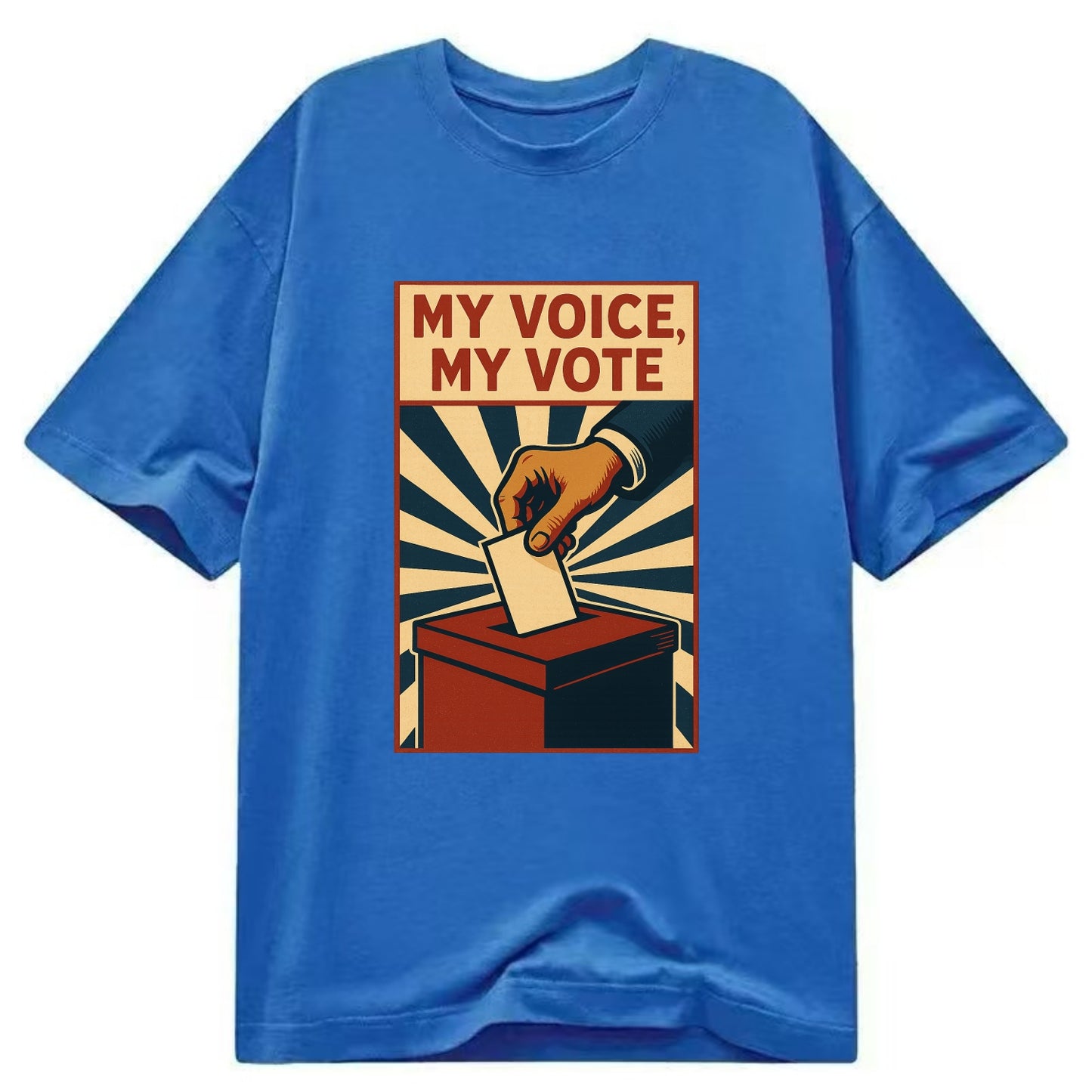 Hand dropping ballot into box with determination - "My Voice, My Vote" - - Classic T-shirt - Blue