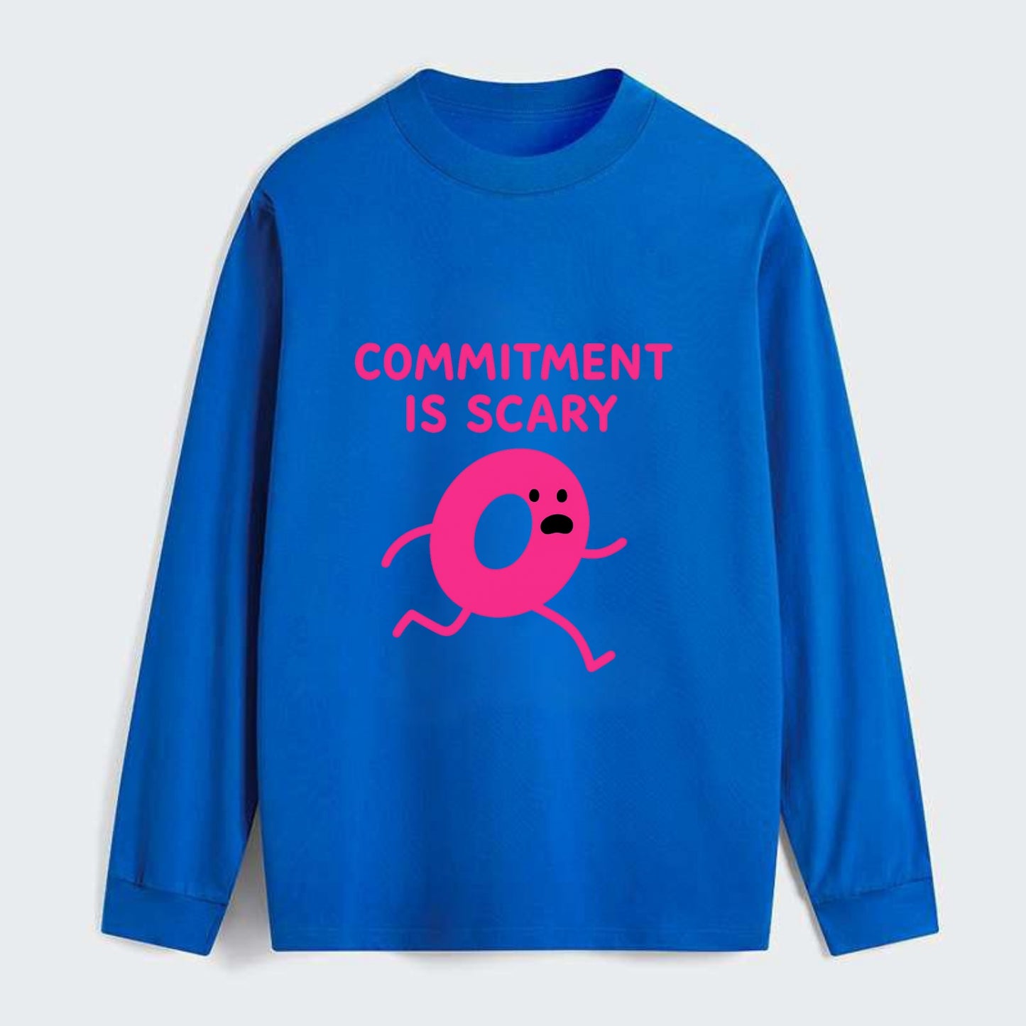 COMMITMENT IS SCARY | Terrified ring running away - Classic Long Sleeve Shirt - Blue