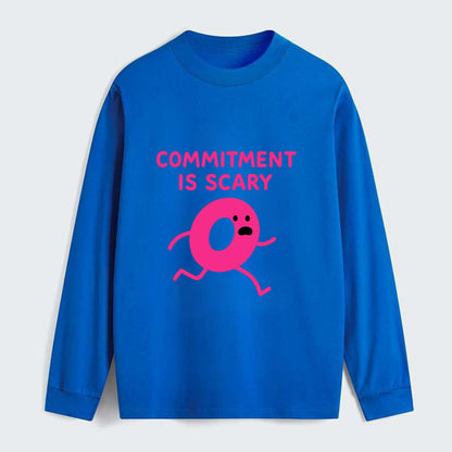 COMMITMENT IS SCARY | Terrified ring running away - Classic Long Sleeve Shirt - Blue