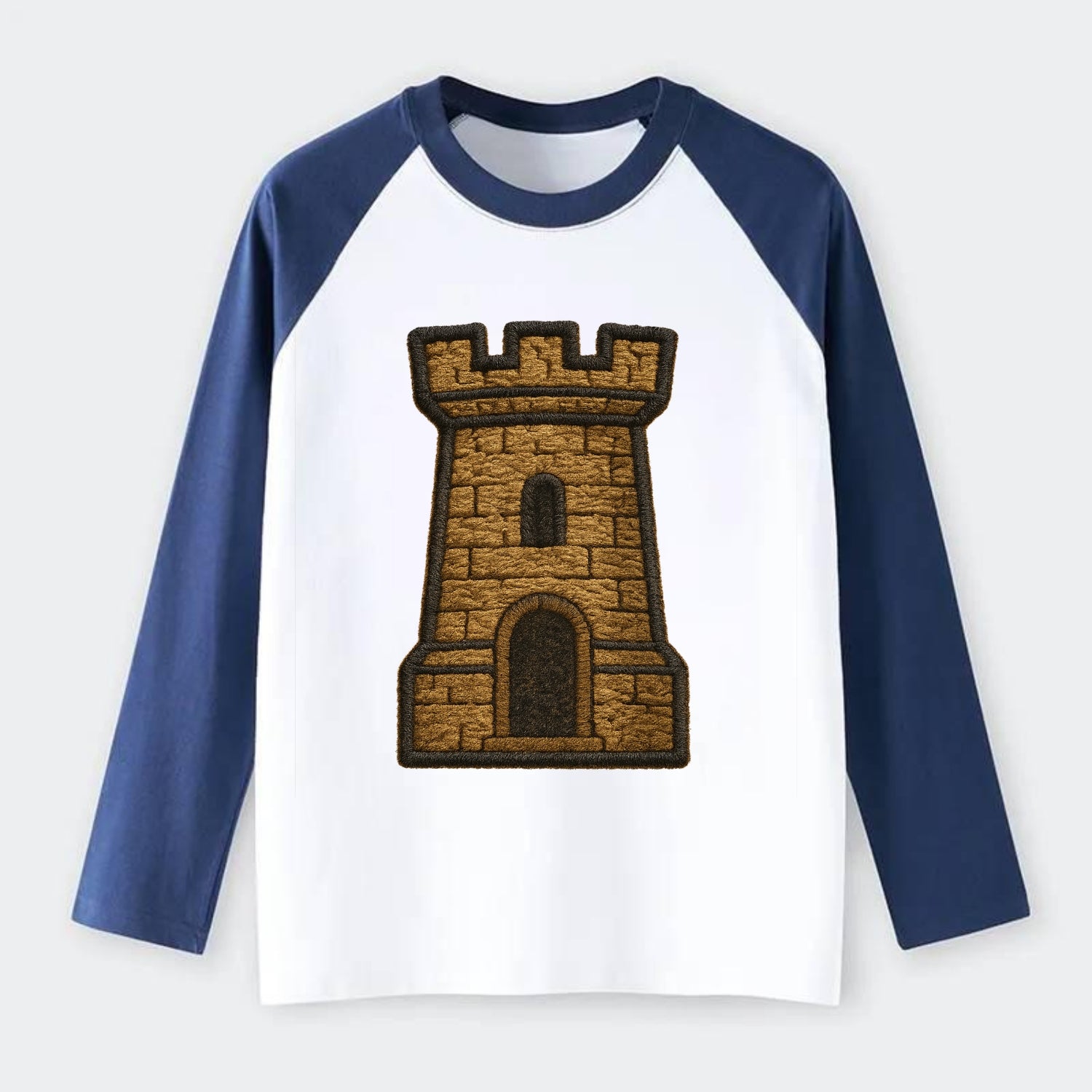 Castle Tower  - Raglan Long Sleeve T-Shirt - Blue