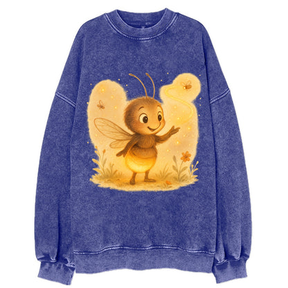 Firefly choreographer arranging synchronized light patterns over a meadow stage - Vintage Sweatshirt - Blue