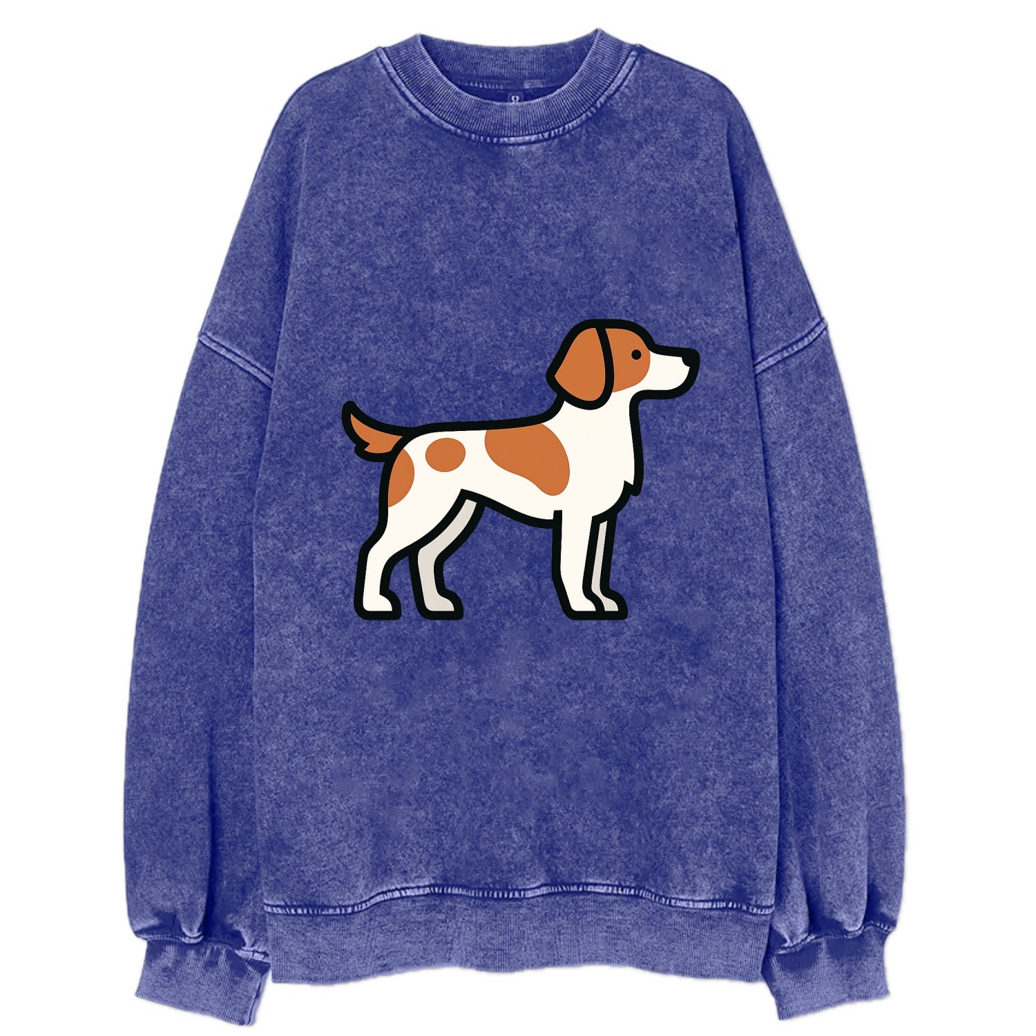 Brittany Spaniel - Orange and white flat side profile - Vintage Sweatshirt - Blue