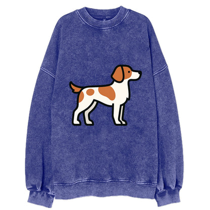 Brittany Spaniel - Orange and white flat side profile - Vintage Sweatshirt - Blue