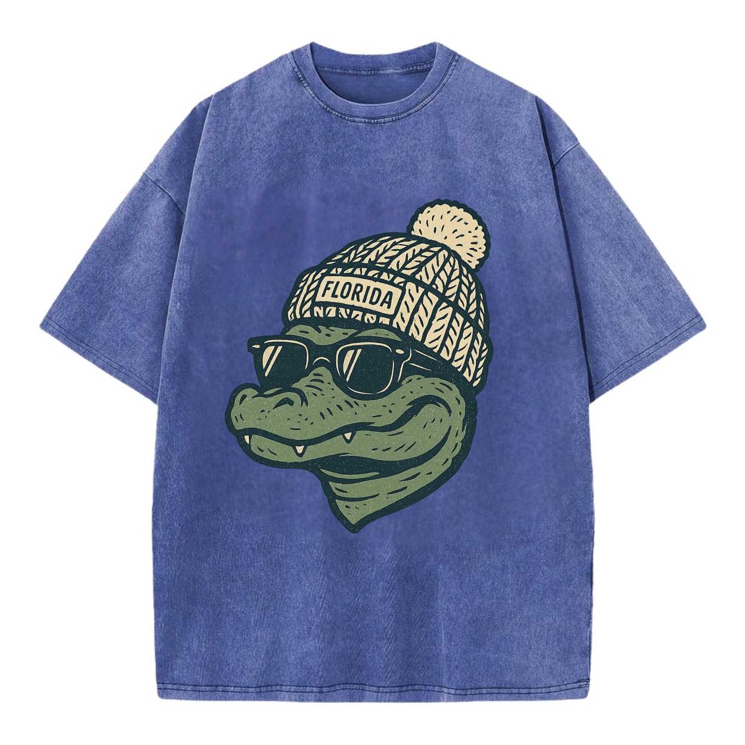 Gainesville Gator wearing Florida beanie - Vintage T-shirt - Blue