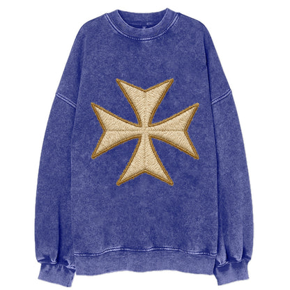 Hospitaller Cross  - Vintage Sweatshirt - Blue