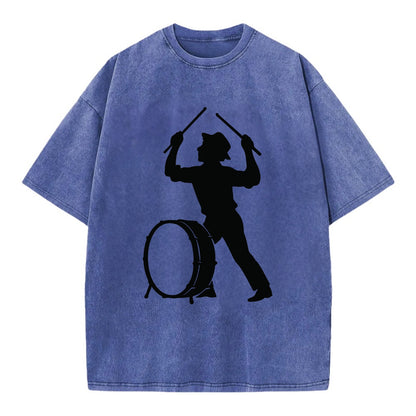 Drummer with drumsticks raised high - Vintage T-shirt - Blue