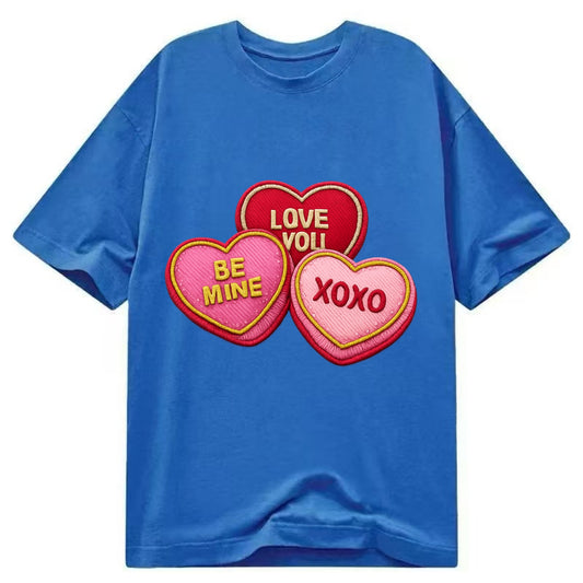 VALENTINES HEARTS - candy hearts in pink and red , love day - Classic T-shirt - Blue