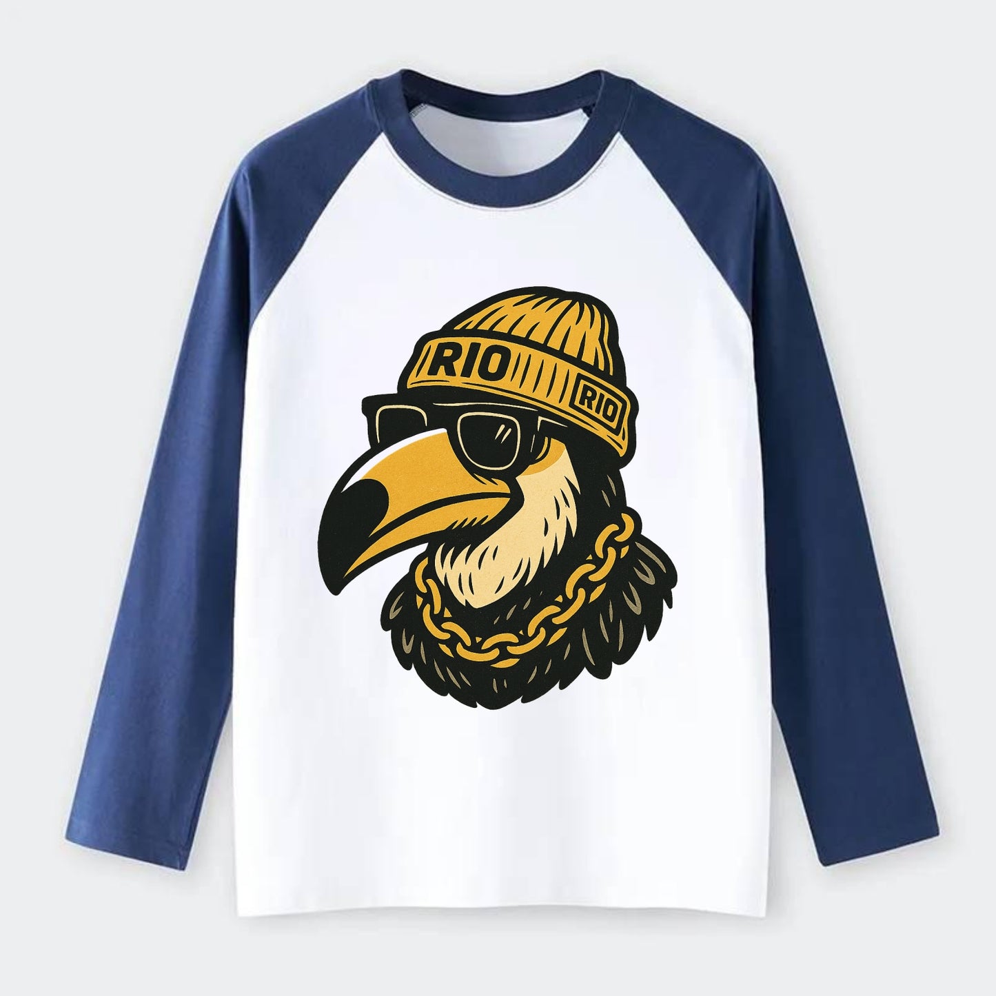 Rio Toucan - Raglan Long Sleeve T-Shirt - Blue