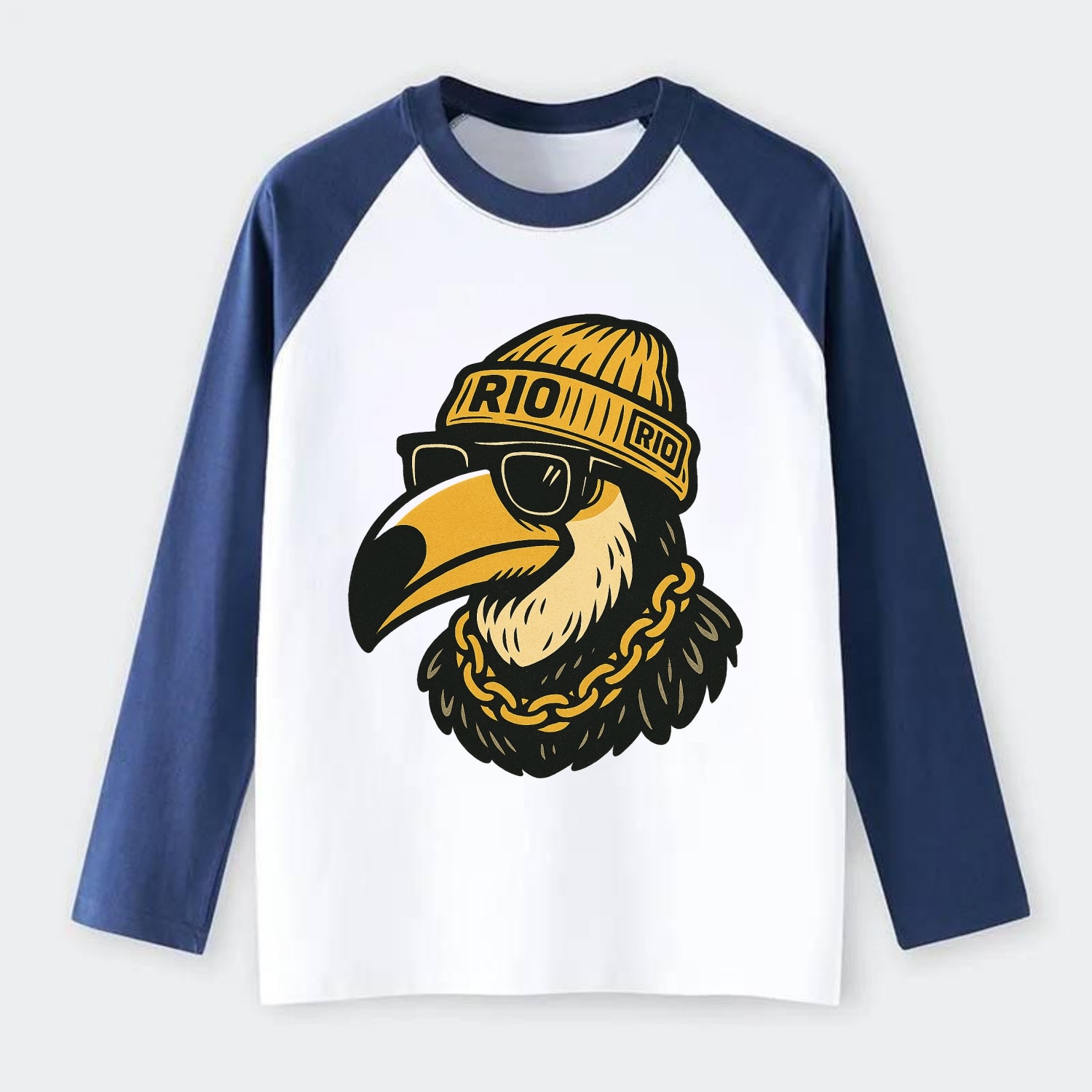 Rio Toucan - Raglan Long Sleeve T-Shirt - Blue
