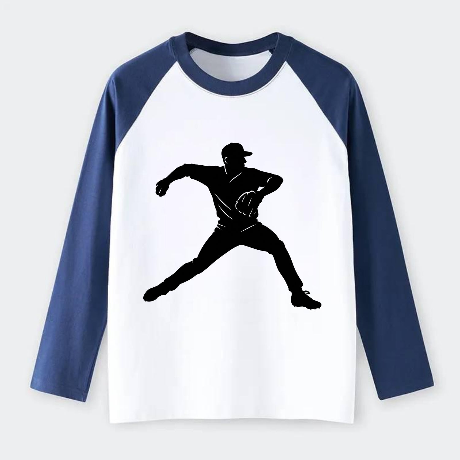 Baseball pitcher wind-up motion - Raglan Long Sleeve T-Shirt - Blue